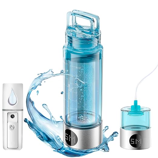 LEBLON™ High-Concentration Hydrogen Water Bottle with Skin Moisturizing Spray and Inhaler, by U.S. PEM SPE Technology, Featuring 5 MIN LED Display and 2000ppb Hydrogen Water Generator Concentration