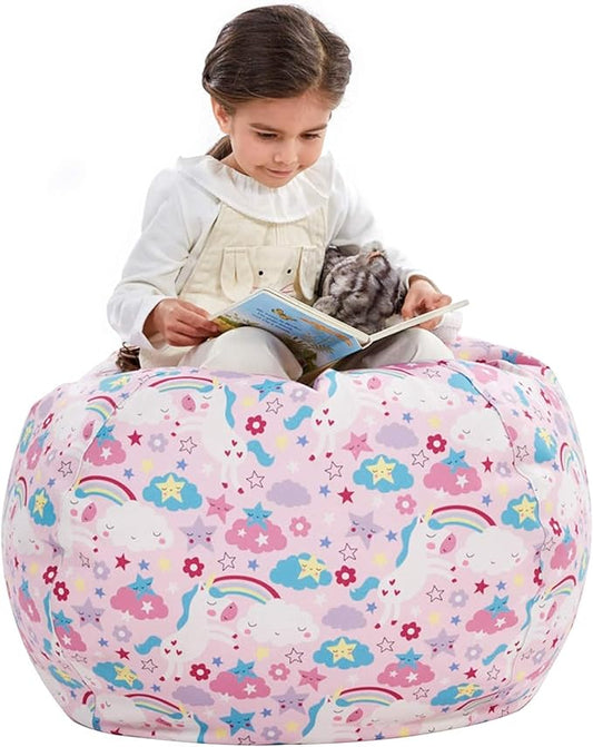 Nobildonna Stuffed Animal Storage Bean Bag Chair Cover Only for Kids Girls Toddler, Large Beanbag Chair Without Filling for Organizing Children Soft Plush Toys