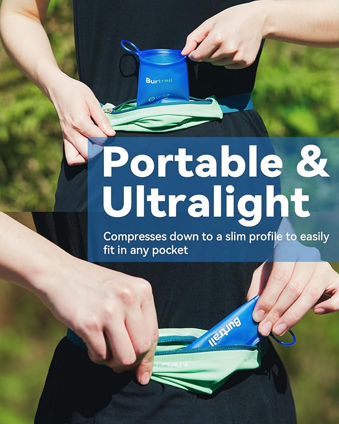 Collapsible Running Cup,Ultralight Protable Running Water Cup for Trail Running,Ultramarathon,Backpacking,Camping-BPA Free,200 ml/6.8 oz-2Pack, SeaBlue & Gray