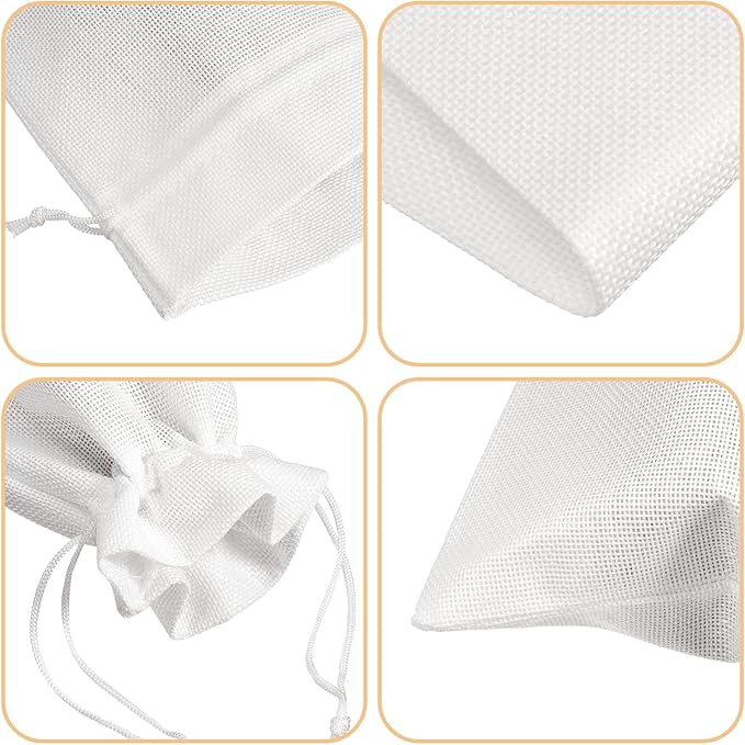 uxcell Burlap Wine Bags with Drawstrings, 12Pcs Wine Gift Bags Reusable Wine Bottle Bags with Ropes and Tags for Wedding, Birthday, Travel (14 x 6.3 In, White)