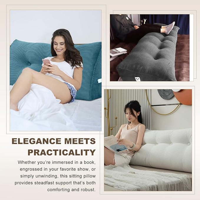 Headboard Pillow - Queen-Sized Headboard Wedge Pillow for Daybeds and Bunk Beds - Durable, Comfortable, with Removable Velvet Cover (Navy blue, 71x20x8Inches)