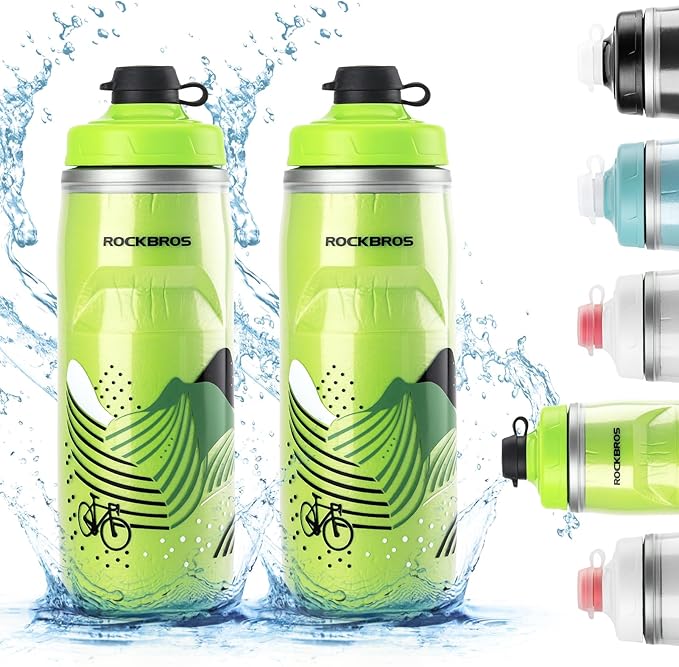 ROCKBROS Bike Water Bottle 21oz Bicycle Water Bottle for 5hrs Insulation Sports Squeeze Water Bottle with Leakproof Design