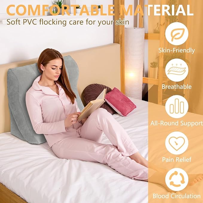 Inflatable Wedge Pillow Set for Sleeping, Bed Wedge Pillow Set for Travel, Post Surgery Pillow for After Surgery, Knee & Back Pain, Acid Reflux, GERD, Anti Snoring, Heartburn