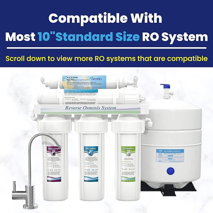 ERO 5 pc Reverse Osmosis Filters 1 Year Set, 5 Stage Reverse Osmosis Water Filter, Under Sink RO Water Filter System Kit Compatible with Most 10" Water Filtration System w/Water Filter Wrench