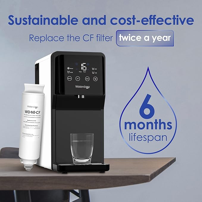 Waterdrop WD-N1-CF Water Filter, Replacement for N1 Countertop Reverse Osmosis System, 6-month Lifetime