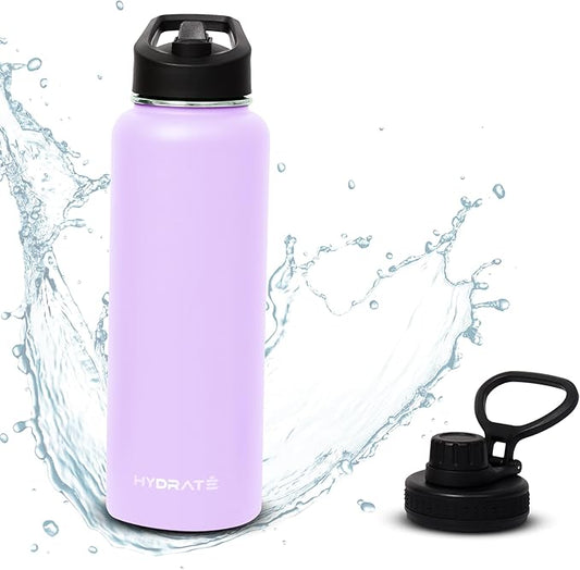 HYDRATE Insulated Stainless Steel Water Bottle - Large Reusable Flask with Leak-Proof Design and Convenient Handle - Double Vacuum Insulation for School, Work, or Adventure