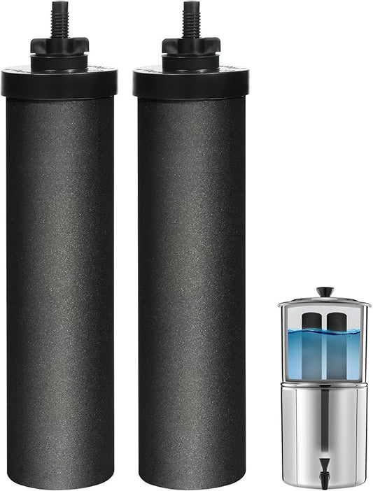 NSF/ANSI 42&372 Certified Black Filters, Replacement for Berkey BB9-2 Purification Elements Filters, Compatible with Berkey Gravity Filter System, Travel, Large, Royal, Crown Series, 2 Pack