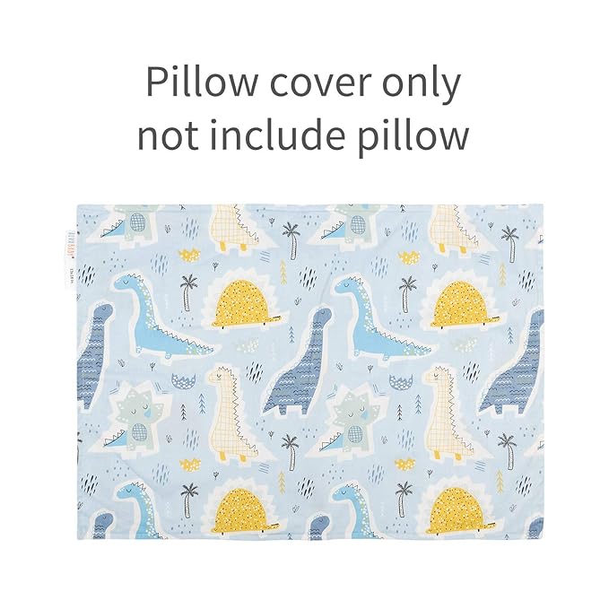ALVABABY Toddler Pillow Covers Fits 13 x 18,12x 16 Kids Pillow 2 Pack Cotton Sleep Travel Pillowcases with Envelope Baby Children Pillowcase for Boys Girls Dinosaurs 2TPW16