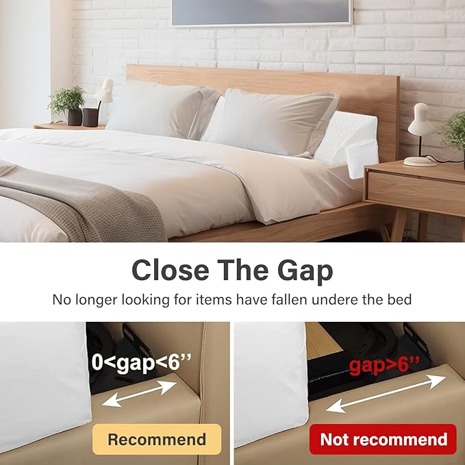 Vekkia King Bed Wedge Pillow for Headboard Gap/Mattress Gap Filler/Headboard Pillow/Bed Wedge Gap Filler,Stop Loosing Your Pillows