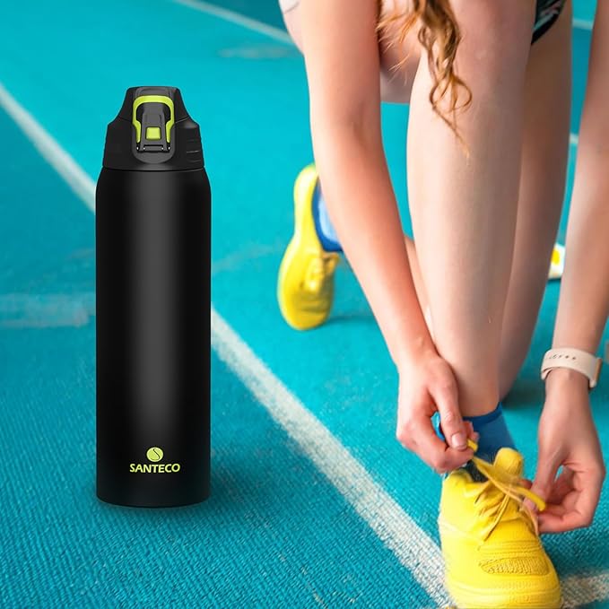 Insulated Sports Water Bottle, Stainless Steel Water Bottles with Locking Flip Top Lid, Insulated Bottle with Double-Wall Vacuum Insulation for Fitness and Outdoor Enthusiasts