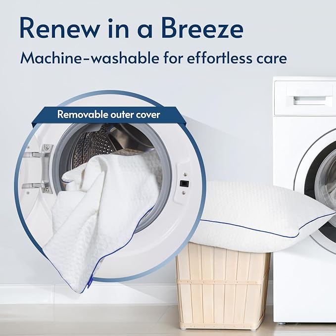 viewstar Memory Foam Pillows King Size Set of 2, Adjustable Firm Pillows for Side Back Stomach Sleepers, Shredded Gel Pillows for Sleeping 2 Pack with Washable Removable Cover 19"x 33"