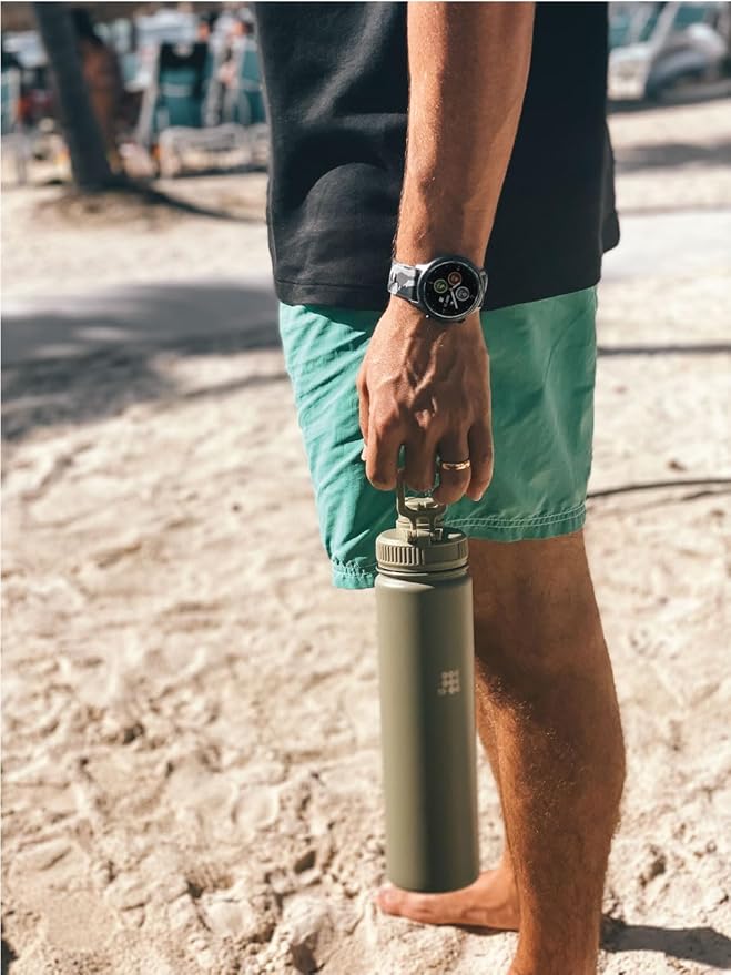 Cubitt Insulated Sports Hydro Water Bottle 24 oz, 2 Lids (Coffee Lid and Wide Mouth Twist Sports Lid), Stainless Steel, Double Walled. Cold for up to 24 hours, Hot for up to 12 hours. (Olive Green)