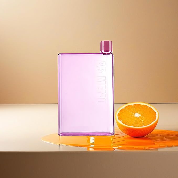 IUI Flat Water Bottle 14 oz, Leak Proof and Slim Reusable Flat Water Bottle, Portable Cute Water Bottle for Purse Pocket School Sports Travel Red