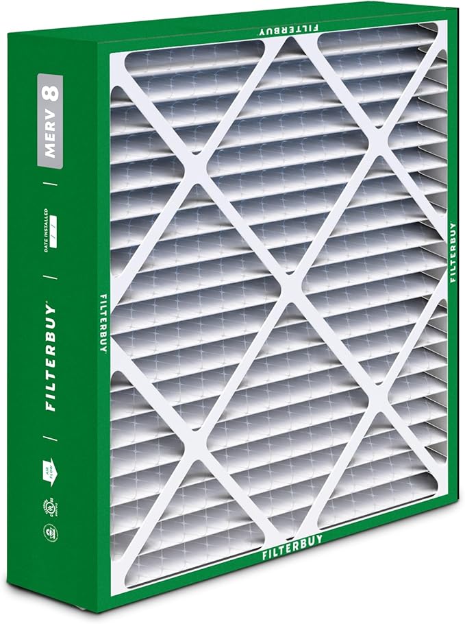 Filterbuy 16x22x5 Air Filter MERV 8 Dust Defense (2-Pack), Pleated HVAC AC Furnace Air Filters Replacement for Amana, Coleman, Goodman, York, and More (Actual Size: 15.38 x 21.88 x 5.25 Inches)
