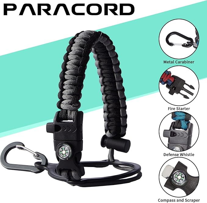 Vacuum Insulated Water Bottle 40oz - w/Straw Lid & Spout Lid, Carrier Bag, Paracord Handle, Bottle Boot, Reusable Stainless Steel Water Bottle for Adults, Wide Mouth Thermo Flask Cold-48H Hot-24H