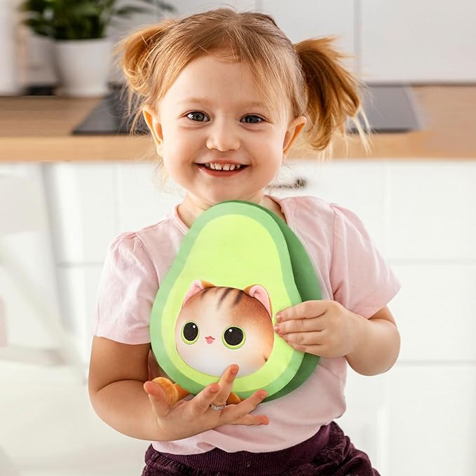 Stuffed Animal Plushie Toy, Cute Cat Plush Stuffed Pillow, Avocado Stuffy Toy Plush Pillow Birthday Toy for Kids & Adults