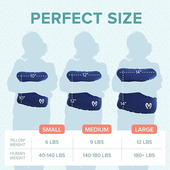 Calmier - 6 lb Sensory Weighted Pillow - Glass Bead Filled Hug Pillow - Ultra Plush Cozy Weighted Pillows for Adults and Kids - Child Sensory Pillow - Weighted Lap Pad (Blue - Minky, 6 LBS)