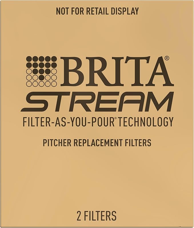 Brita Stream Pitcher Water Filter for Pitchers and Dispensers, BPA-Free, Replaces 1,800 Plastic Water Bottles a Year, Lasts Two Months or 40 Gallons, Includes 2 Filters