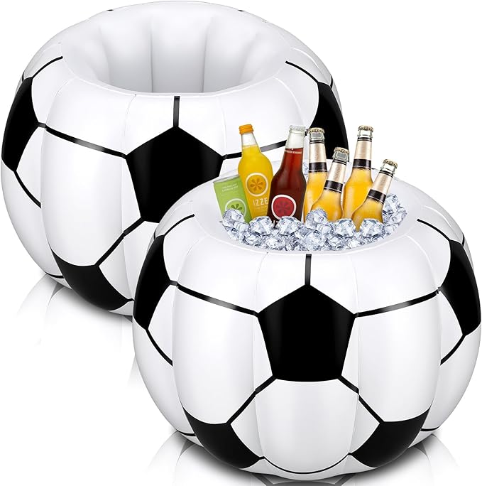 Soccer Party Decorations Inflatable Cooler Soccer Drink Cooler Reusable Floating Party Cooler Blow up PVC Football Party Cooler for Sports Themed Supply Drink Beer Food for Summer Parties(2 Pcs)