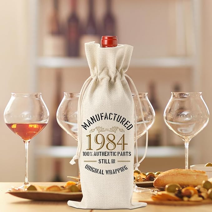 40th Birthday Gifts Women Men, Gifts for 40 Year Old Men Husband Wife Friends Sisters Dad Mom, Happy 1984 40th Birthday Anniversary Decorations Wine Bag?Wine Gifts Wine Gift Bag