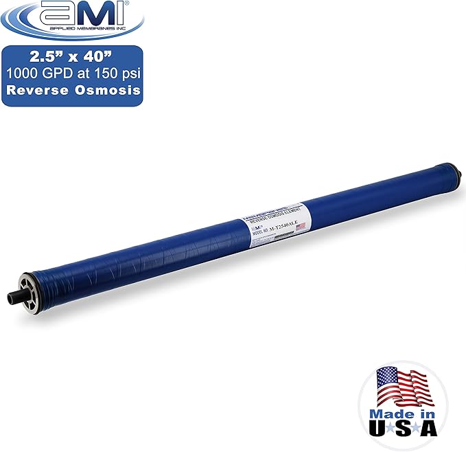 2.5x40 Low Energy Reverse Osmosis Membrane Element for Tap Water | 1,000 GPD at 150 psi | 99% Rejection | Replacement Commercial RO Membrane | Applied Membranes USA M-T2540ALE
