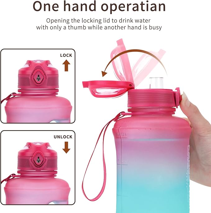 Mini Gallon Kids Water Bottle - 23oz, Small Durable for School, BPA-Free, Tritan, Leak-Proof, Wide-Mouth, Sports, & Outdoors - Designs for Boys & Girls (Pink)