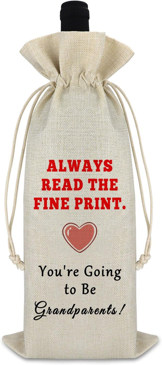 Gfhzdmf Grandparents Gift Wine Bag Godmother Gift Pregnancy Announcement Baby Reveal Gifts for Parents Wine Gift Bag Birthday Gift for Mother Father Reusable Wine Wrap Bag
