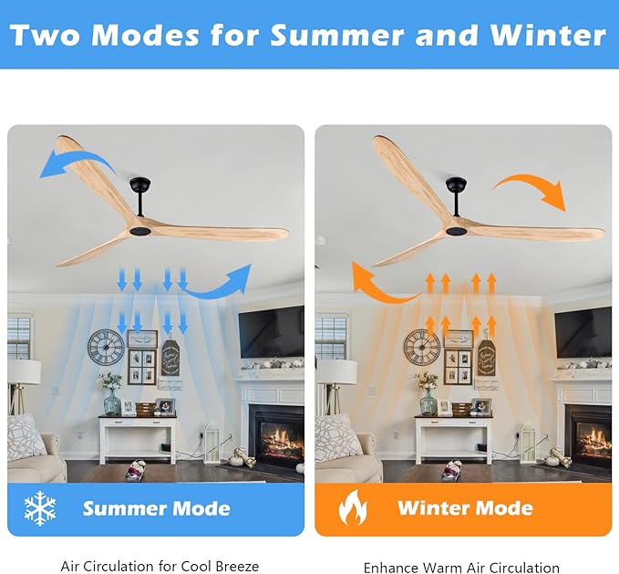 Bigzone 88" Large Ceiling Fan No Light With Remote, DC Motor Quiet Energy Saving,3 Balsa Wood Blades,Outdoor/Indoor Ceiling Fan With Reversible Blades