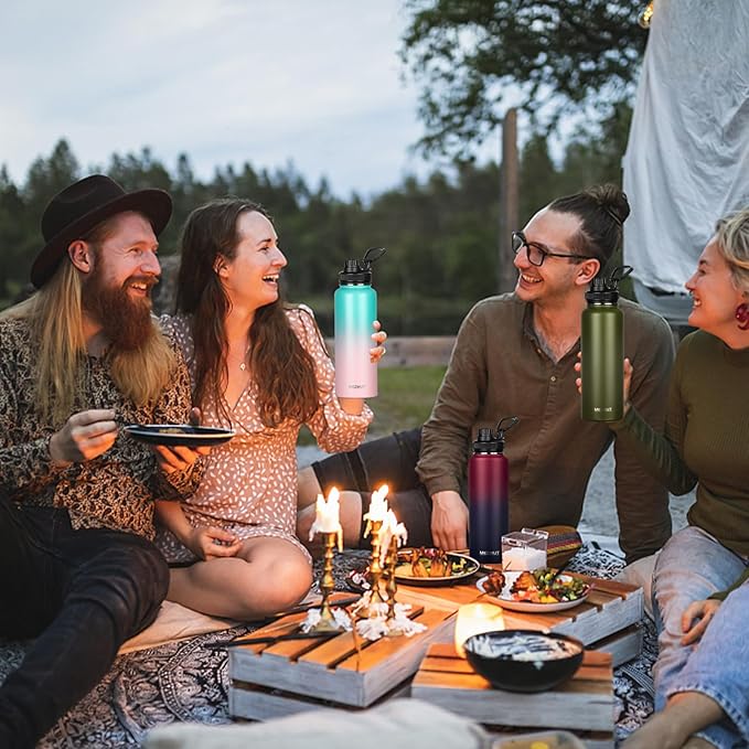 Insulated Water Bottle with Straw&3 Lids 40oz Stainless Steel Water Bottles Sports Metal Water Bottle Double Walled Vacuum Insulated Bottles Thermos Leak-Proof Travel Thermal (Army Green)