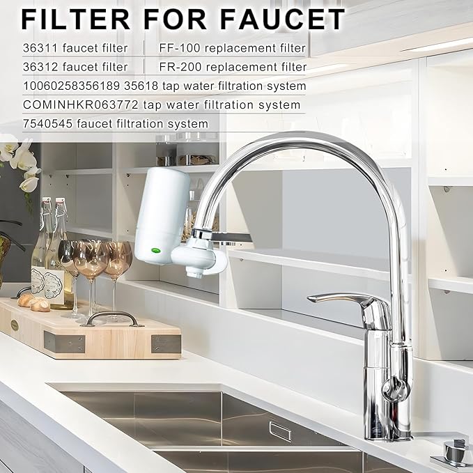 Faucet Water Filter Replacement for Brita Faucet Filter，Brita FR-200, FF-100 Replacement Filter-3 piece,White