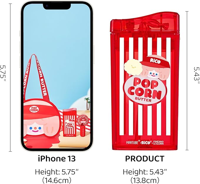 Cute Popcorn Water Bottle with Straw, Portable Water Bottle with Leak-Proof, Pop-Up Spout Cover for School, Sports, Hiking, Camp & More（8.45 oz）