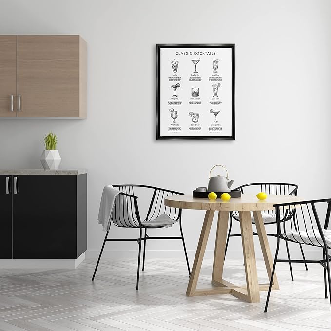 Stupell Industries Classic Cocktails Mixed Drinks Kitchen Bar Sign Chart, Design by Lettered and Lined