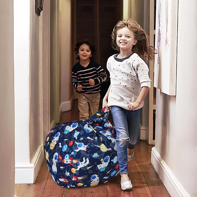 Bean Bag Chair for Kids Stuffed Animal Storage Beanbag Chairs,Toddler Toy Storage Organizer for Girls and Boys,Large 32'' Cover Only（No Filling