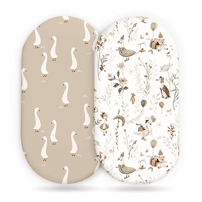 Stretchy Ultra Soft Fitted Bassinet Sheets 2 Pack, Universal Fitted for Baby Cradle Moses Basket Oval Rectangle Mattress Safe and Snug, Stylish Bassinet Sheet for Baby Boy and Girl