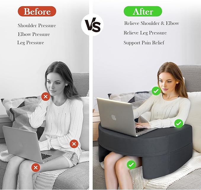 Reading Pillow for Gaming, Large Reading Gaming Pillow for Lap, Bed Arm Rest Pillow Memory Foam Lap Desk Pillow for Working, Crocheting or Sitting in Bed Floor Couch Sofa