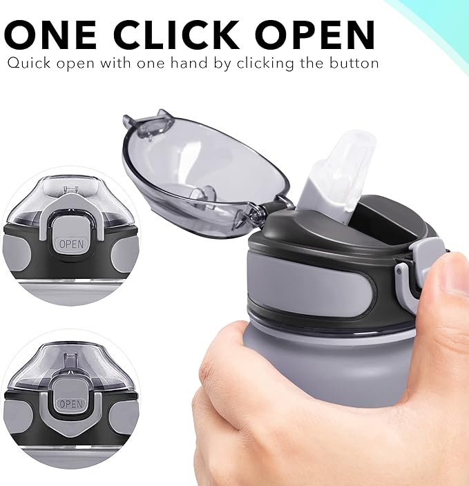 Enerbone 32 oz Drinking Water Bottle with Times to Drink and Straw, Motivational with Carrying Strap, Leakproof BPA & Toxic Free, Ensure You Drink Enough Water for Fitness Gym Outdoor