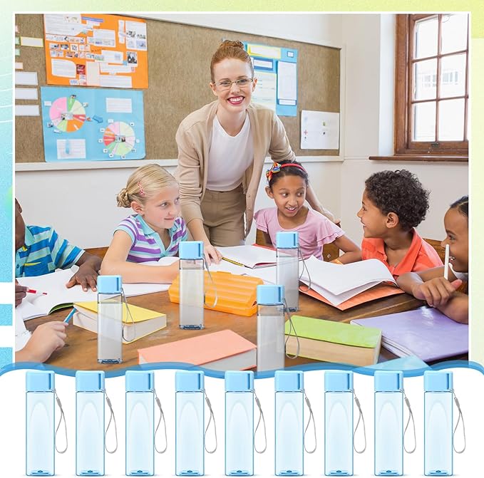 Mifoci 20 Pieces Water Bottle Bulk 17 oz Plastic Water Bottles Bulk Gym Sports Adults Reusable Large Water Bottles for Outdoor Fitness(Blue,Rectangle)