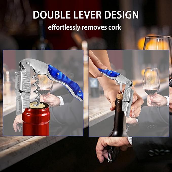Wine Opener 2 Pack, Professional Wine Bottle Opener, Stainless Steel Wine Key Manual Waiters Corkscrew Wine Opener for Servers Bartender