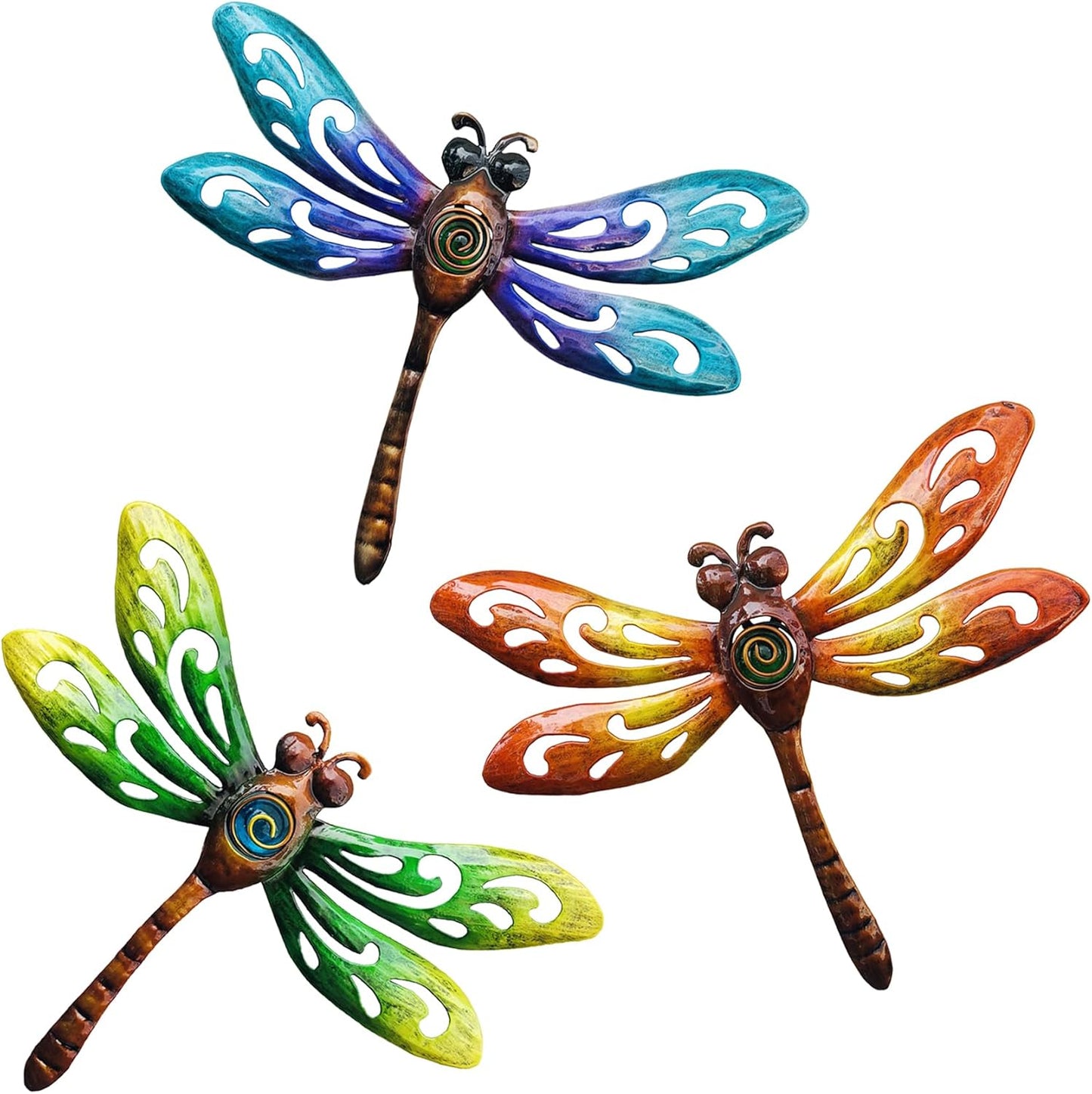 Yonivexis Metal Dragonfly Wall Decor Outdoor wall Art Hanging Decorations Living Room Bedroom Fence Dragonfly Garden Decor, Style1