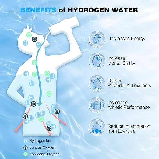 Hydrogen Water Bottle, 14OZ Portable Hydrogen Water Bottle Generator, 3 Min SPE PEM Technology Hydro Infused Water Ionizer, Glass Hydrogen Water Machine, Gift for Home, Office, Travel-Silver
