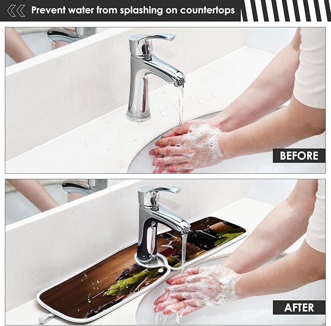 Red Wine Grapes Faucet Water Catcher Mat 2 Pack Vintage Wooden Background Drying Mat Absorbent Bathroom Faucet Handle Drip Catcher Tray Bar RV Kitchen Sink Splash Guard 14x5 Inches