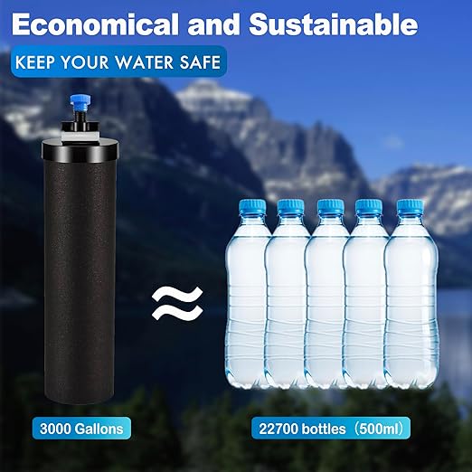 Water Filter Compatible with Berkey® Countertop Gravity Filter System Replacement for Berkey® Purification Elements Reduce Chlorine Black (Pack of 2)