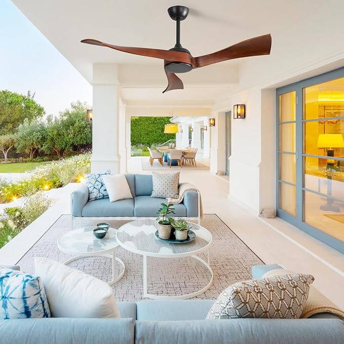 NicBex Ceiling Fan 52 Inch Ceiling Fans Without Light Ceiling Fan with 3 Blades and Remote Control Reversible DC Motor Ceiling Fan for Bedroom, Living Room, Black