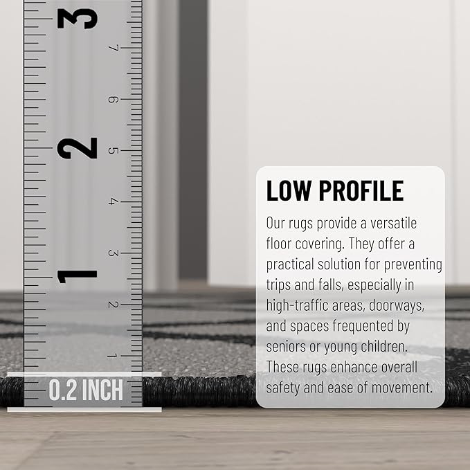 Ottomanson Glamour Collection Non-Slip Rubberback Moroccan Trellis Design 5x7 Indoor Area Rug, 5' x 6'6", Dark Gray