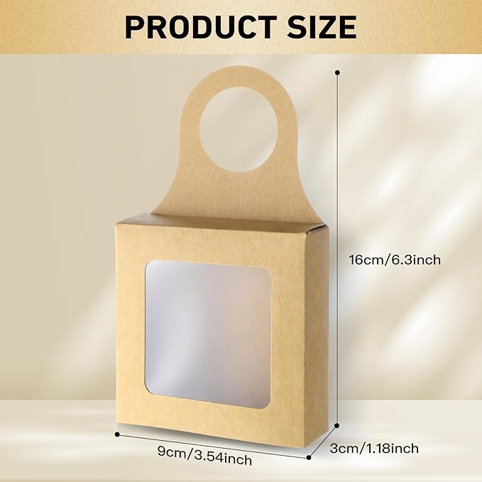 Sibba 10Pcs Kraft Paper Wine Bottle Box with Window Handles Hanging Foldable Gift Wine Boxes Empty Wine Bottles for Decoration Bottle Hanger Favor Box for Kitchen Dining Engagement Christmas