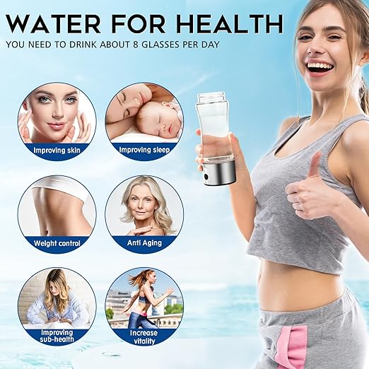 Hydrogen Water Bottle 2024, Hydrogen Water Bottle Generator Improve Water in 3 Minutes, Rechargeable Hydrogen Water Ionizer Machine with SPE PEM Technology for Home, Office, Travel, Drinking