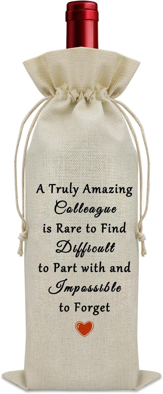Sazuwu Colleague Leaving Gift Wine Bag Going Away Gifts for Coworkers Women Men Funny Colleague Appreciation Gifts New Job Gifts Wine Accessories Gifts for Wine Lovers Wine Bottle Decoration Bag