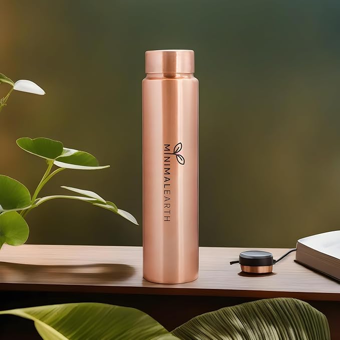 Pencil Copper Water Bottle, Minimalistic Leak-Proof Design, Solid Copper, Ideal for Gym, Office, Yoga & Unique Gift - 750 ML (25 oz)