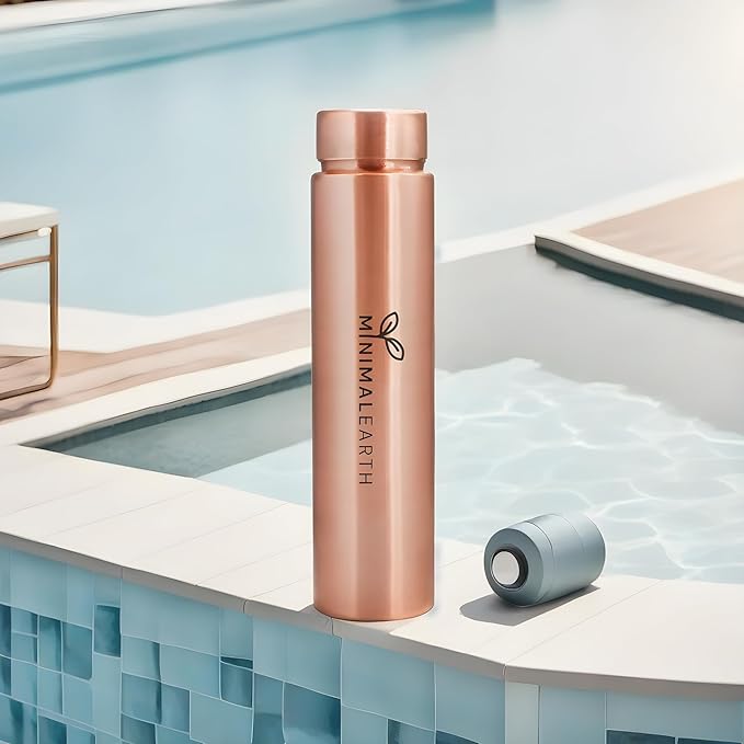 Pencil Copper Water Bottle, Minimalistic Leak-Proof Design, Solid Copper, Ideal for Gym, Office, Yoga & Unique Gift - 750 ML (25 oz)