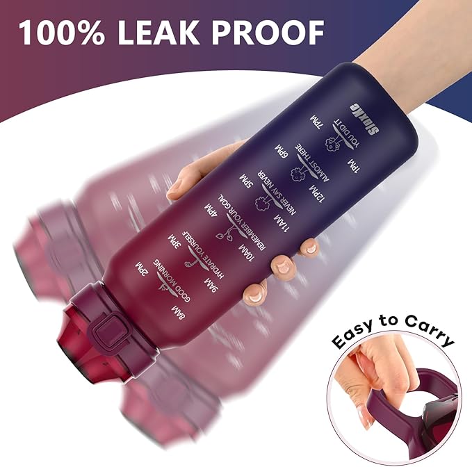 Sports Water Bottle 18/10 Stainless Steel 32oz with 2Lids, 1000ml Insulated Water Bottle Double Walled with Handle, Metal Canteen Keep Cold 48H Hot 24H for Men, Women & Kids